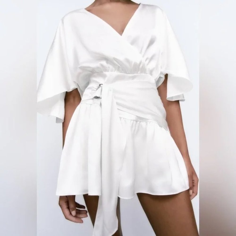 NWT Zara White Satin Effect Romper